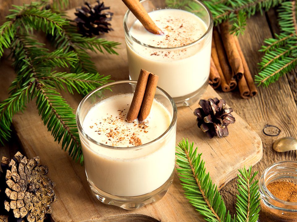Eggnog with cinnamon for Christmas and winter holidays