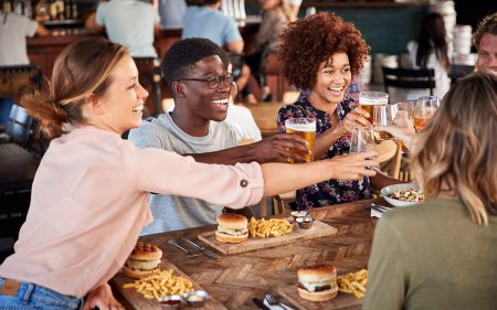 friends having dinner and drinks