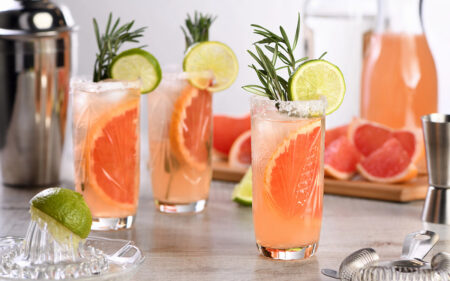 Cocktail of fresh pink Palomas