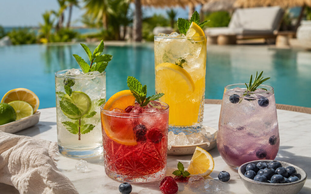 summer cocktails by the pool