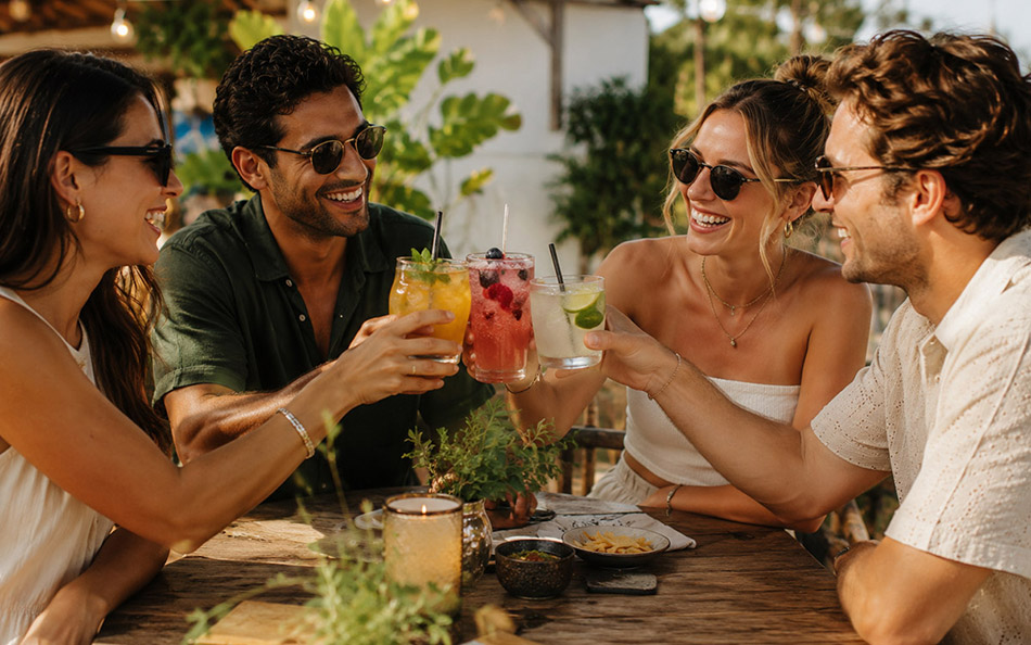 friends drinking and having fun during summer